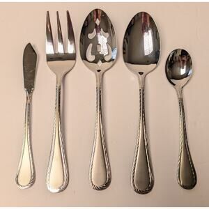 Cambridge Carlyle Mirror Serving Set 5pc 18/8 Stainless China Flatware Replace